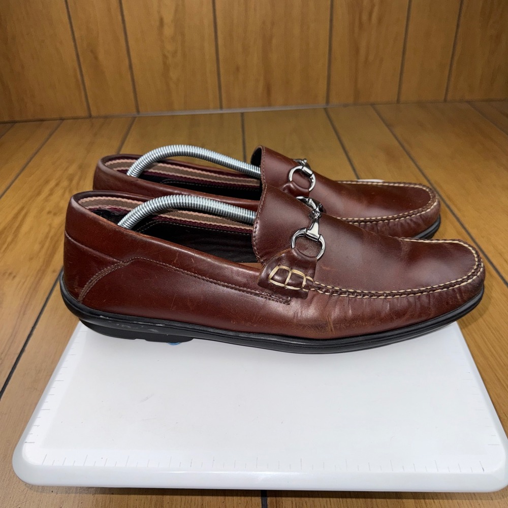 Johnston & Murphy Mens Brown Leather Bit Loafers Moc Toe Shoes 12M 20-9670